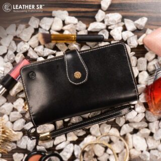 Bi-fold Wallet
• Top Grain Leather
• RFID protection
• 24 credit card compartments with 2 ID windows.
• 9 more different compartments
• Dimension: 10.8 x 3 x 19.2 cm
Color: Black and Chestnut Brown 

https://leathersr.com/product/wristlet-rfid-blocking-women-wallet/ 
#leathersr #leather #leatherwallet #wallet #wallets #accessories #leatheraccessories