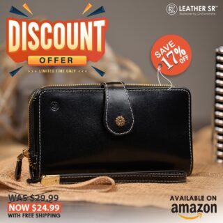 Hurry Up!
Save 17%
Leather SR Women Wristlet Wallet with Cell Phone Holder Pocket for Women
Large Capacity RFID Protection Enabled 100% Leather Wallet
Including 24 Card Slots
9 Cash/Receipts Compartment
2 Id Windows
Was: $29.99 Details
Price:$24.99 Get Fast, Free Shipping with Amazon Prime
For more Info visit https://leathersr.com/shop/
#Leathersr #Leather #Leatherwallet #Womenwallet